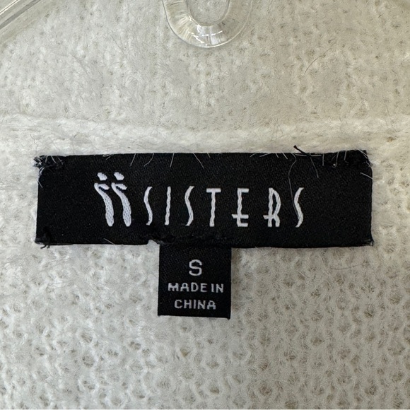 Vintage Sisters White Fuzzy Cardigan Size S Open Front Cozy - Picture 3 of 5